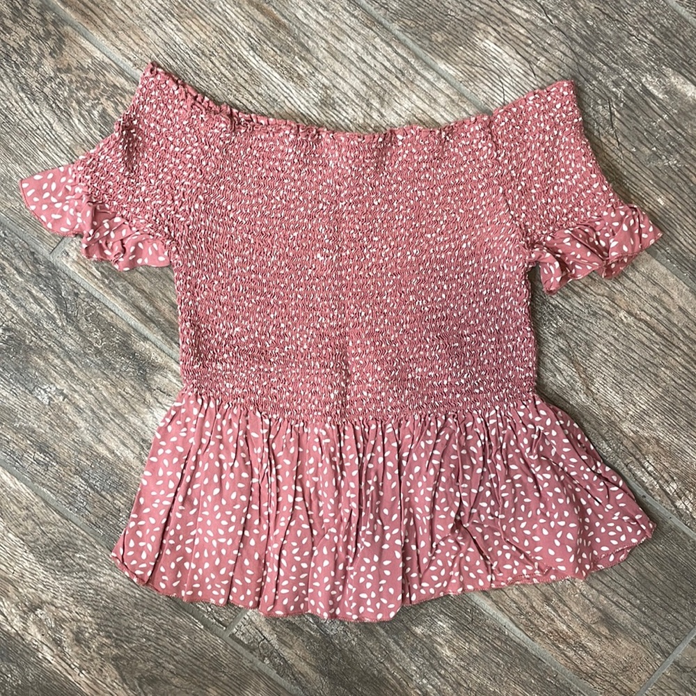 Pink & White Off Shoulder Top
